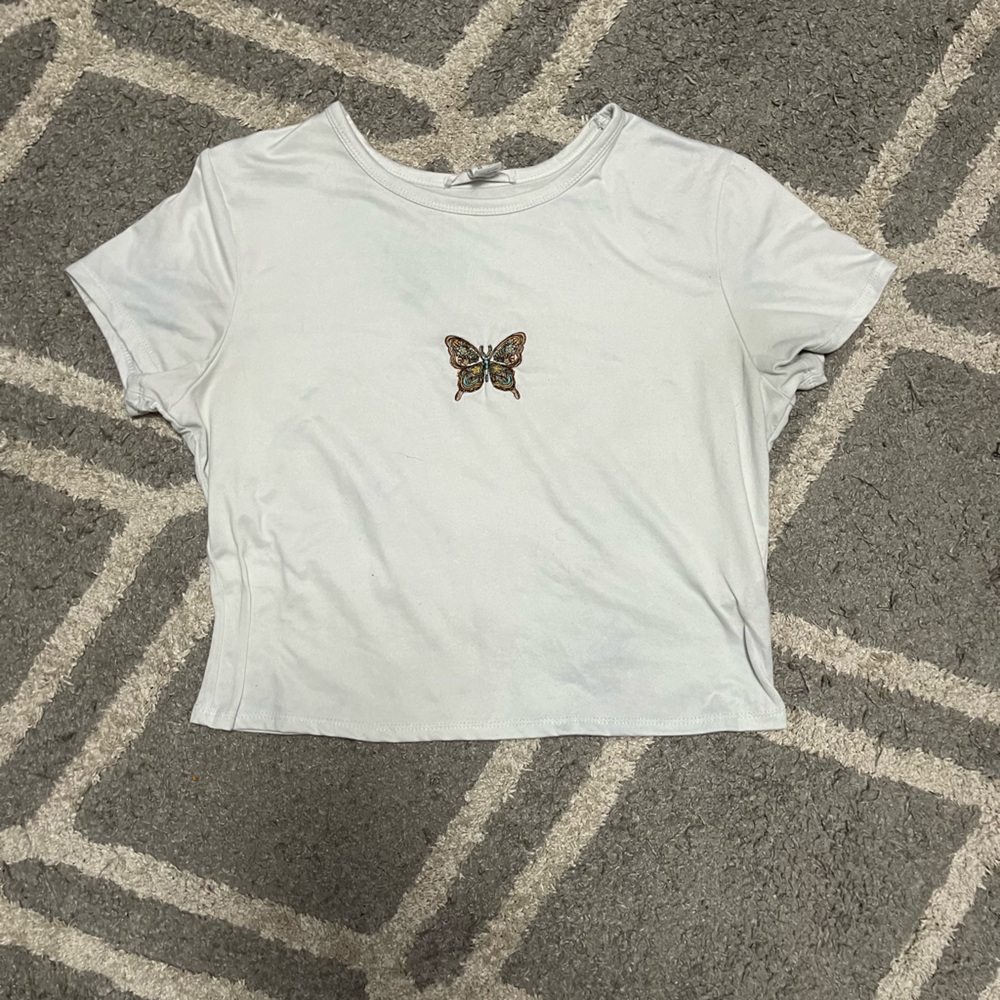 Embroidered white baby tee